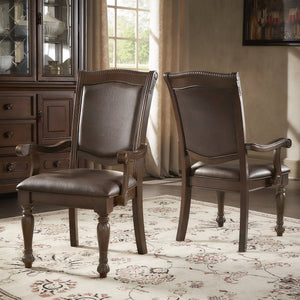 Graham Rubberwood Arm Chair with Faux Leather Seat and Cherry Finish