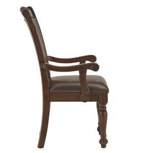Graham Rubberwood Arm Chair with Faux Leather Seat and Cherry Finish