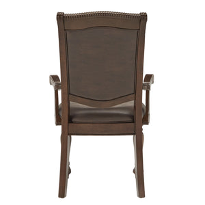 Graham Rubberwood Arm Chair with Faux Leather Seat and Cherry Finish