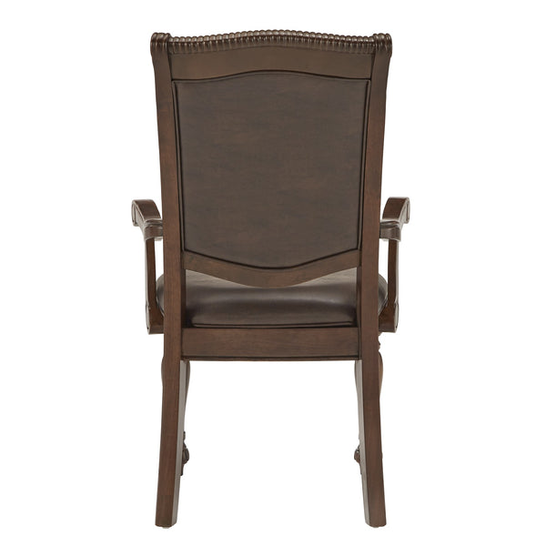 Graham Rubberwood Arm Chair with Faux Leather Seat and Cherry Finish