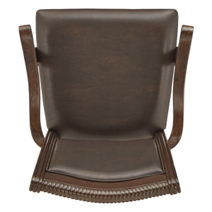 Graham Rubberwood Arm Chair with Faux Leather Seat and Cherry Finish