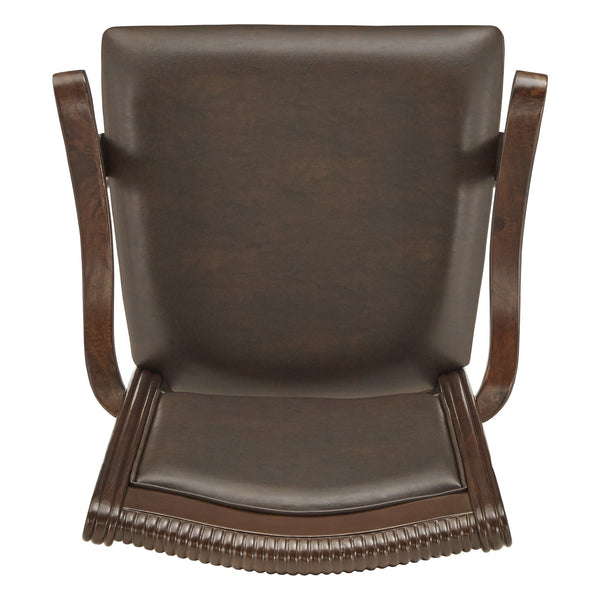 Graham Rubberwood Arm Chair with Faux Leather Seat and Cherry Finish
