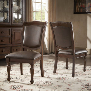 Graham Rubberwood Dining Chair Cherry Faux Leather Traditional Elegance