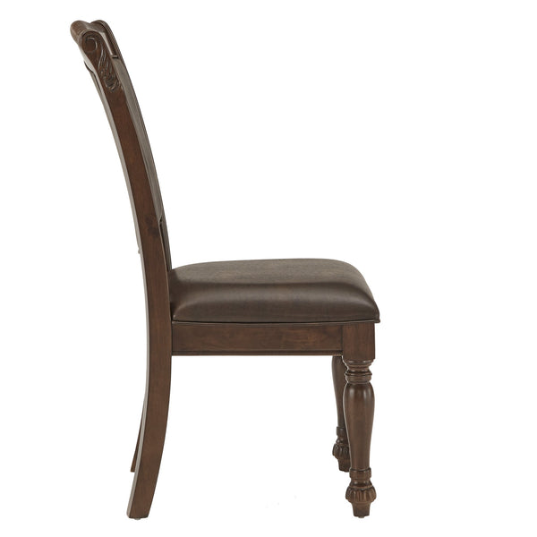Graham Rubberwood Dining Chair Cherry Faux Leather Traditional Elegance