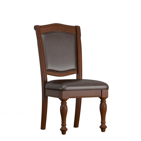 Graham Rubberwood Dining Chair Cherry Faux Leather Traditional Elegance