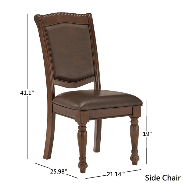 Graham Rubberwood Dining Chair Cherry Faux Leather Traditional Elegance