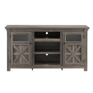 English Elm 2 Door Farmhouse Tv Stand with Barn Style Panels and Open Shelving for Living Room W1758P199935