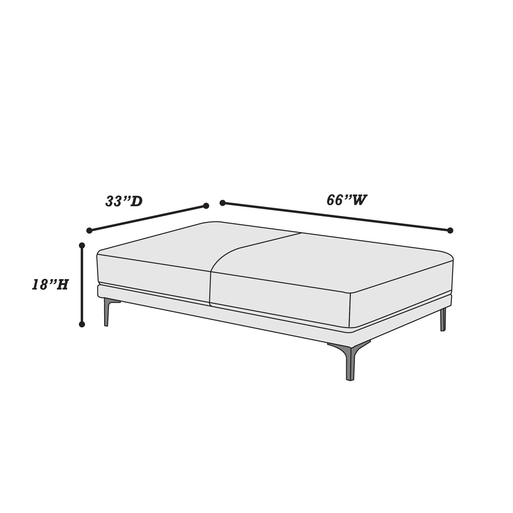 English Elm Modern Antique Gray Large Breathable Leatherette Ottoman 66"x33" Chrome Legs Sleek Living Room Seat Cushion Elegance B011P205225