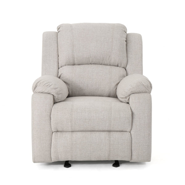 English Elm Christopher Knight Home® - Manual Recliner Chair Linen Upholstery, Compact Space-Saving Design with Dual-Angle Lever for Cozy Relaxation Beige 62812.00BGE