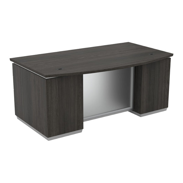 OSP Home Furnishings Tuxedo Bow Front Executive Double Pedestal Desk with File Storage for Two Users TUXSGW-TYP1