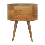 English Elm Solid Wood Rounded Nightstand Table