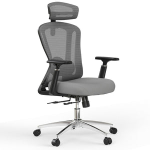 English Elm Ergonomic High Back Mesh Desk Chair with Flip up Arms and Adjustable Lumbar Support Gray T3623P435561