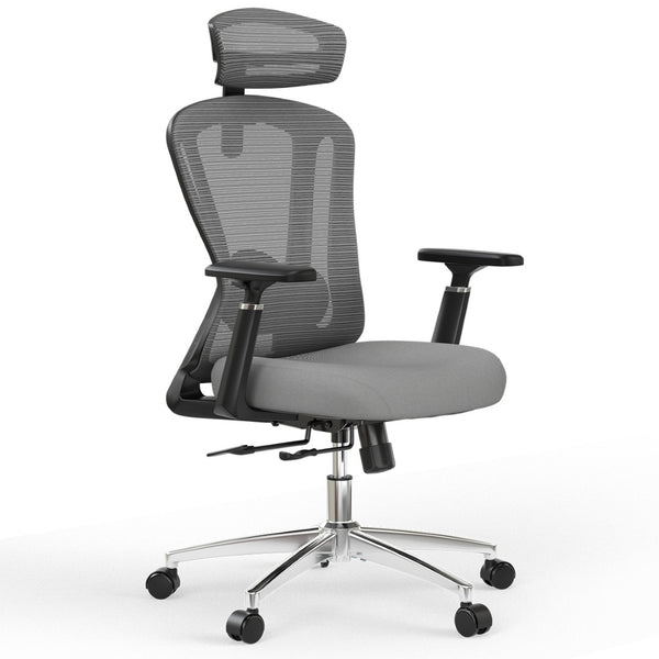 English Elm Ergonomic High Back Mesh Desk Chair with Flip up Arms and Adjustable Lumbar Support Gray T3623P435561
