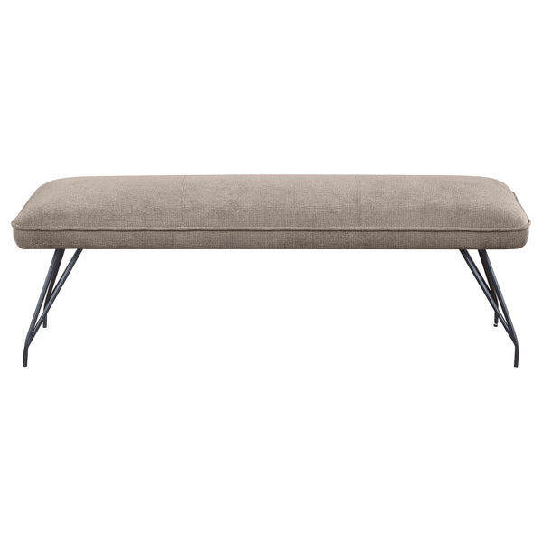 English Elm Kailea Taupe Upholstered Dining Bench with Plush Foam Seating, Vintage Hairpin Legs for Small Spaces B062P299824