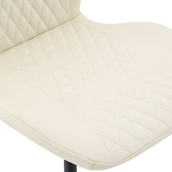 English Elm 4-piece Diamond Quilted Upholstered Dining Chair Set with Sleek Black Metal Legs White+Black W1151P458006