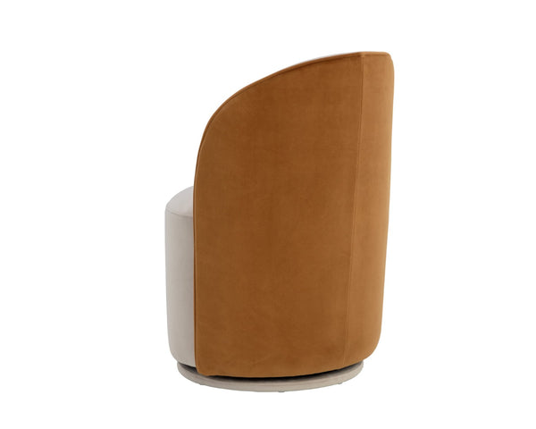 Sunpan CAVOLI Swivel Dining Chair - Modern Elegance in Effie Linen with Smooth Swivel Base for Comfort Taupe 109915V