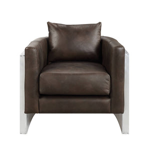 English Elm Betla Top Grain Leather Accent Chair with Sculptural Aluminum Frame for Modern Spaces B2726P457630