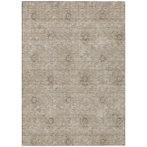 HomeRoots 9' Stylish Khaki Beige Tan Floral Area Rug - Durable, Washable Design for Indoor or Outdoor Use 9' X 12' 587000