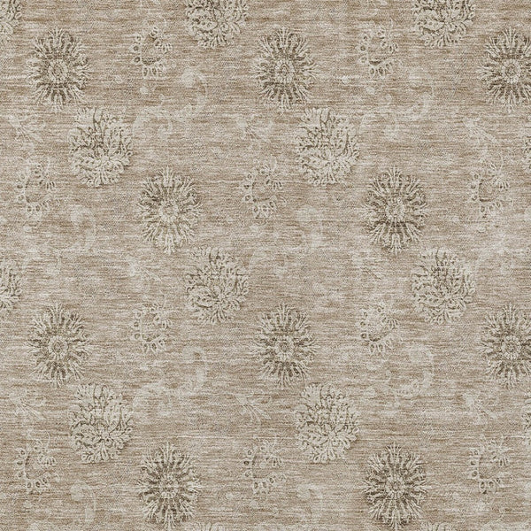 Homeroots 3' Gold Floral Washable Area Rug - Durable Indoor Outdoor Accent For Living Room, Patio & More 9' X 12' Polyester 587000