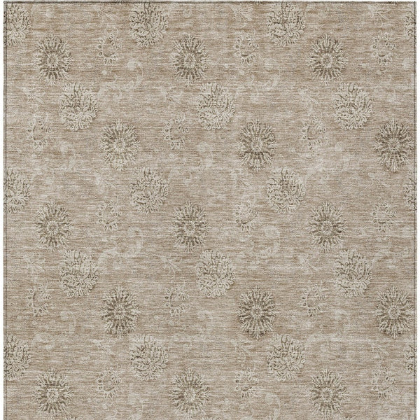 Homeroots 3' Gold Floral Washable Area Rug - Durable Indoor Outdoor Accent For Living Room, Patio & More 10' X 14' Polyester 587001