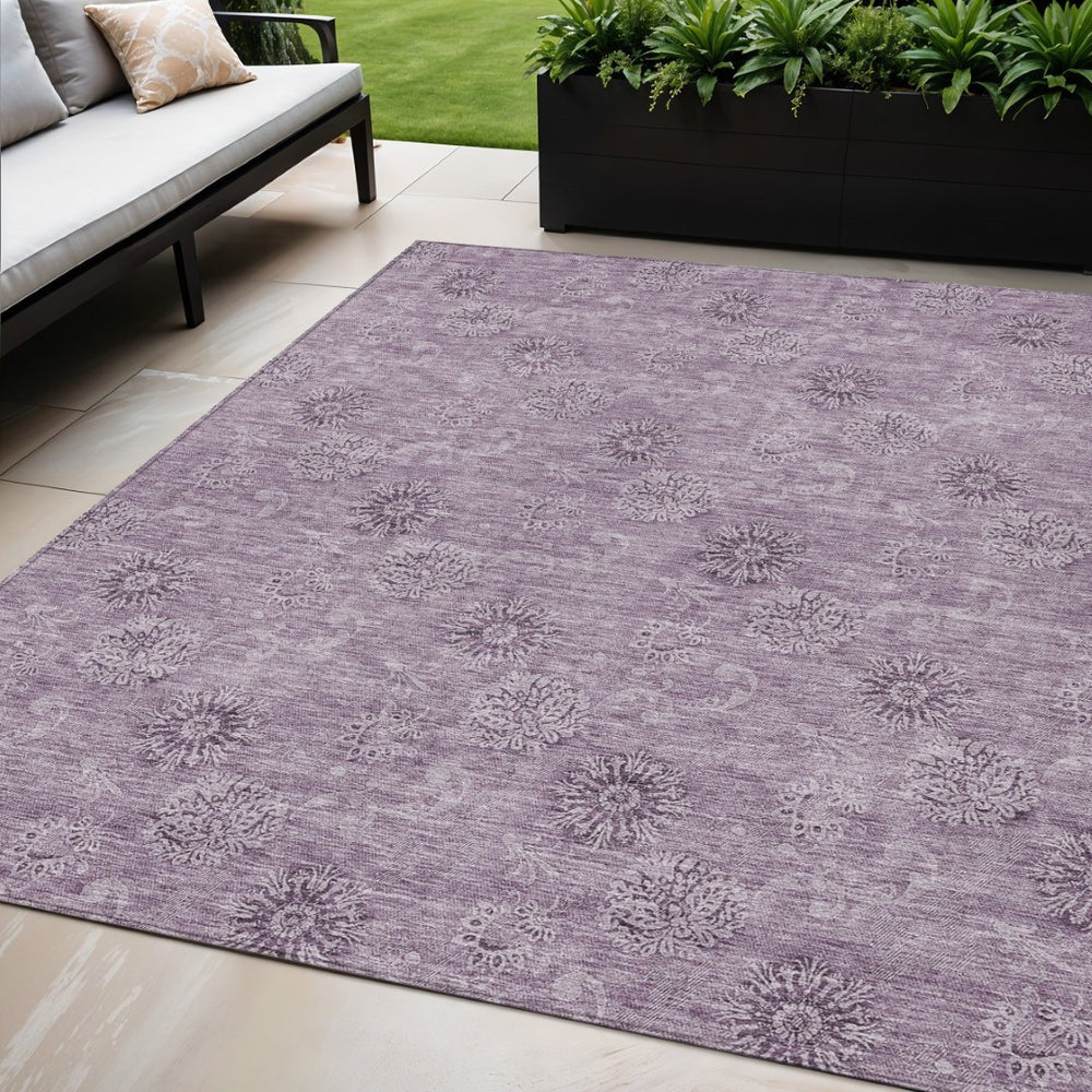 HomeRoots 5' Vibrant Plum and Purple Floral Area Rug - Washable, Durable, Perfect for Indoor and Outdoor Spaces 5' X 8' 587003