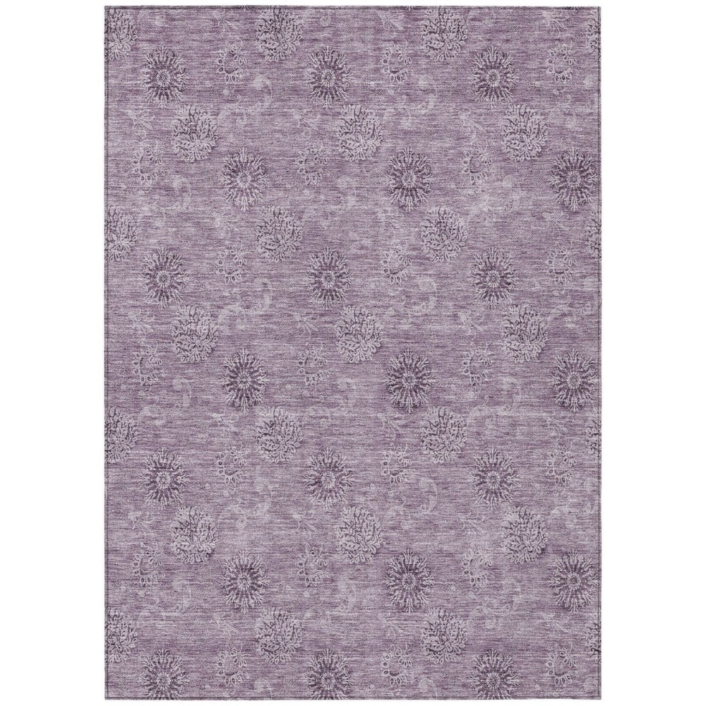 HomeRoots 5' Vibrant Plum and Purple Floral Area Rug - Washable, Durable, Perfect for Indoor and Outdoor Spaces 5' X 8' 587003