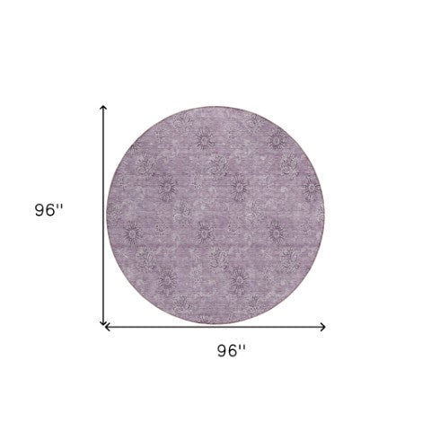 Homeroots 3' Gold Floral Washable Area Rug - Durable Indoor Outdoor Accent For Living Room, Patio & More 8' Round Polyester 587004