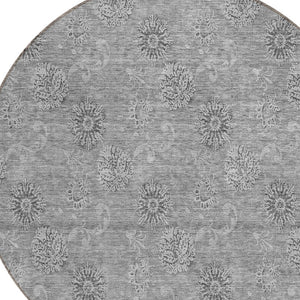 Homeroots 3' Gold Floral Washable Area Rug - Durable Indoor Outdoor Accent For Living Room, Patio & More 8' Round Polyester 587010