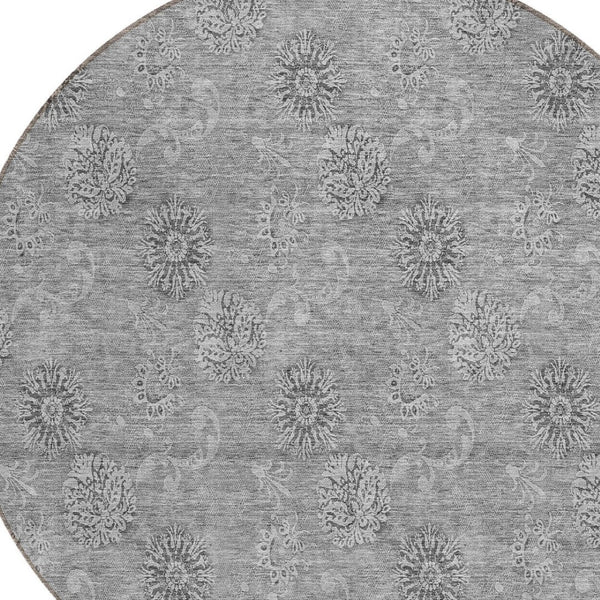 Homeroots 3' Gold Floral Washable Area Rug - Durable Indoor Outdoor Accent For Living Room, Patio & More 8' Round Polyester 587010