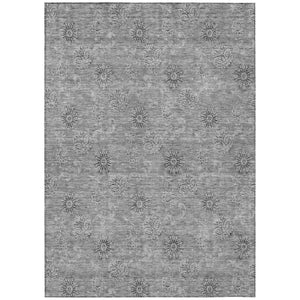 HomeRoots 9' Timeless Pewter and Gray Floral Area Rug – Durable, Washable, and Stylish for Indoor and Outdoor Use 9' X 12' 587012