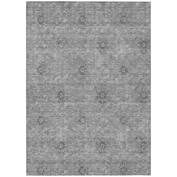 HomeRoots 9' Timeless Pewter and Gray Floral Area Rug – Durable, Washable, and Stylish for Indoor and Outdoor Use 9' X 12' 587012