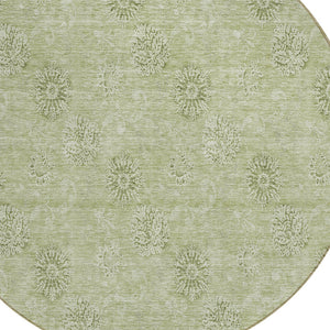 Homeroots 3' Gold Floral Washable Area Rug - Durable Indoor Outdoor Accent For Living Room, Patio & More 8' Round Polyester 587016