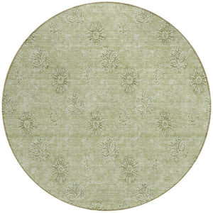 Homeroots 3' Gold Floral Washable Area Rug - Durable Indoor Outdoor Accent For Living Room, Patio & More 8' Round Polyester 587016