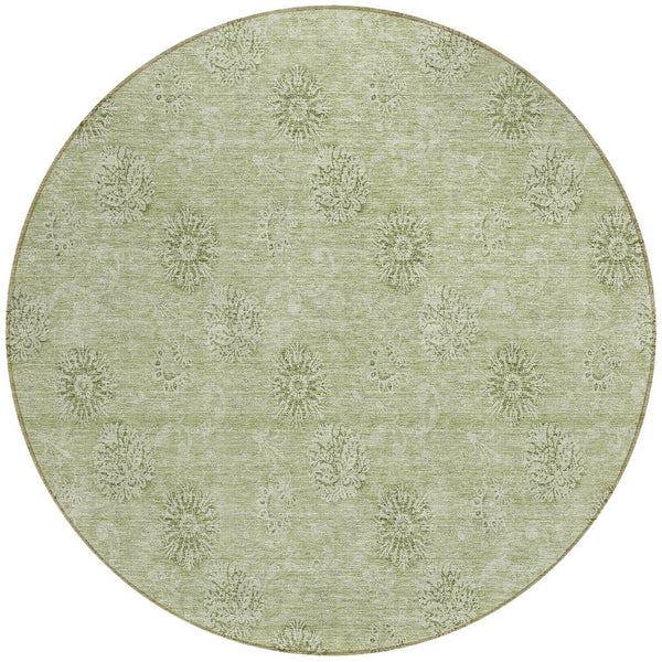 Homeroots 3' Gold Floral Washable Area Rug - Durable Indoor Outdoor Accent For Living Room, Patio & More 8' Round Polyester 587016