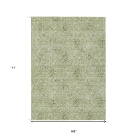 Homeroots 3' Gold Floral Washable Area Rug - Durable Indoor Outdoor Accent For Living Room, Patio & More 9' X 12' Polyester 587018