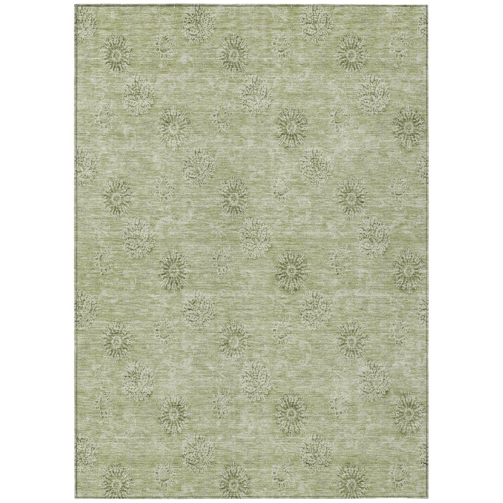 HomeRoots 9' Timeless Floral Area Rug in Sage and Artichoke Green – Durable, Washable for Indoor & Outdoor Use 9' X 12' 587018