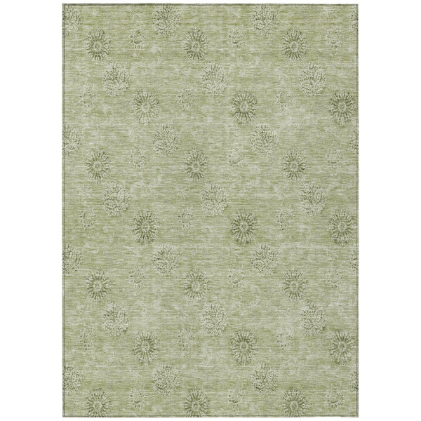 HomeRoots 9' Timeless Floral Area Rug in Sage and Artichoke Green – Durable, Washable for Indoor & Outdoor Use 9' X 12' 587018