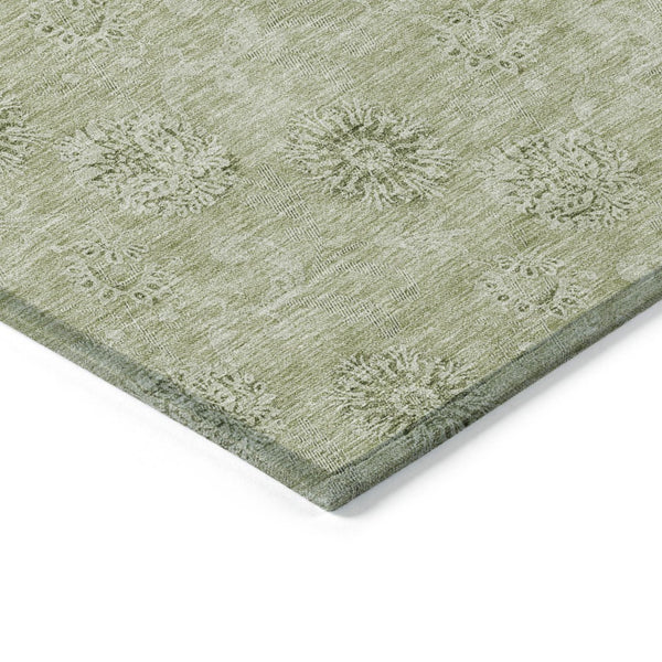 HomeRoots 5' Washable Floral Area Rug in Sage & Artichoke Green – Durable, Stain-Resistant for Indoor & Outdoor Use 10' X 14' 587019