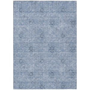 HomeRoots 9' Sky Blue Floral Area Rug - Durable, Washable Design Perfect for Indoor and Outdoor Spaces 9' X 12' 587024