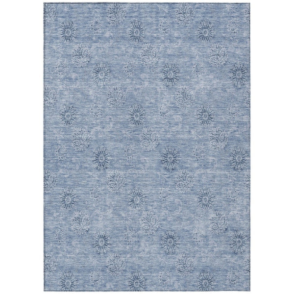 HomeRoots 9' Sky Blue Floral Area Rug - Durable, Washable Design Perfect for Indoor and Outdoor Spaces 9' X 12' 587024