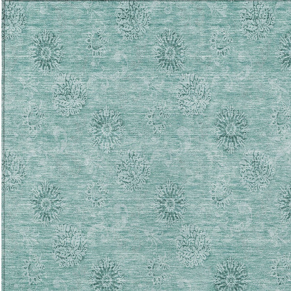 Homeroots 3' Gold Floral Washable Area Rug - Durable Indoor Outdoor Accent For Living Room, Patio & More 5' X 8' Polyester 587027