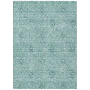 HomeRoots 9' Teal Blue and Ivory Floral Indoor Outdoor Area Rug - Durable, Washable, Perfect for Any Space! 9' X 12' 587030