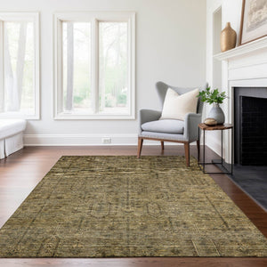 Homeroots 3' Brown And Beige Southwestern Area Rug - Stylish Washable Indoor Outdoor Design For Any Space 5' X 8' Polyester 587033