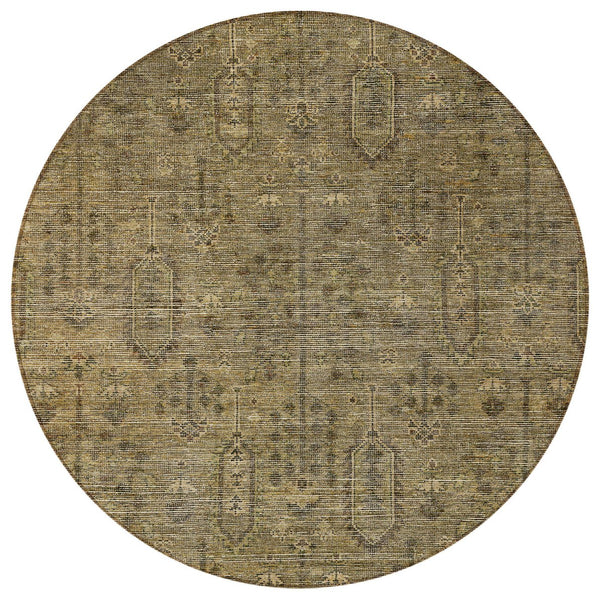 Homeroots 3' Brown And Beige Southwestern Area Rug - Stylish Washable Indoor Outdoor Design For Any Space 8' Round Polyester 587034