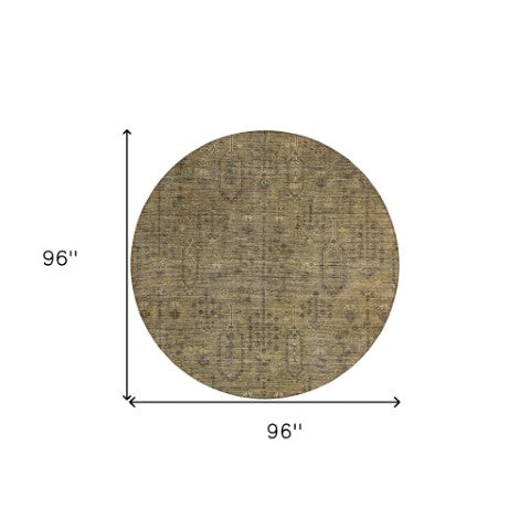 Homeroots 3' Brown And Beige Southwestern Area Rug - Stylish Washable Indoor Outdoor Design For Any Space 8' Round Polyester 587034
