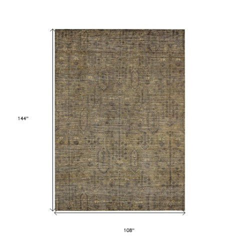 Homeroots 3' Brown And Beige Southwestern Area Rug - Stylish Washable Indoor Outdoor Design For Any Space 9' X 12' Polyester 587036