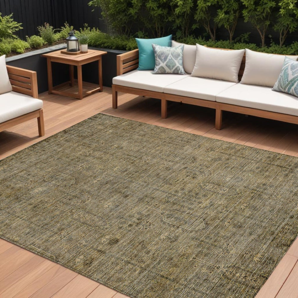 HomeRoots 9' Southwestern Area Rug - Brown and Beige Durable Washable Design for Indoor and Outdoor Spaces 9' X 12' 587036