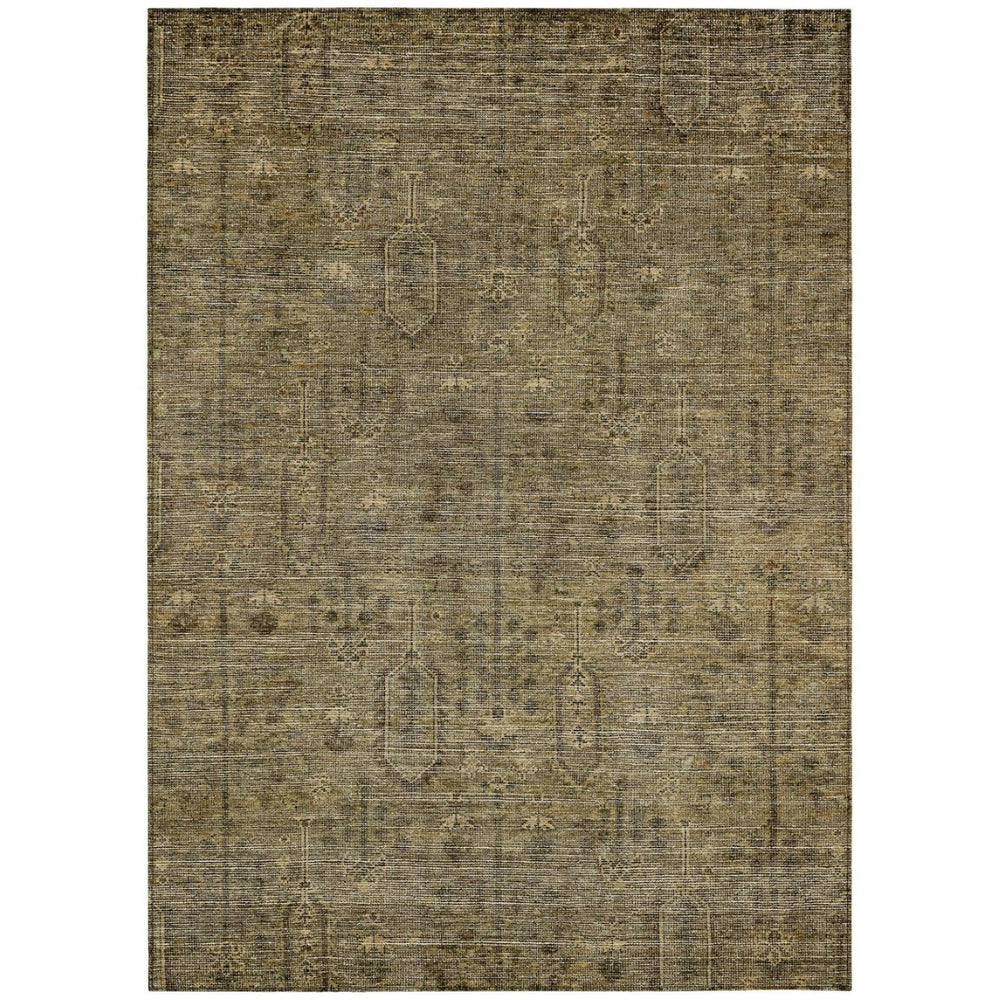 HomeRoots 9' Southwestern Area Rug - Brown and Beige Durable Washable Design for Indoor and Outdoor Spaces 9' X 12' 587036