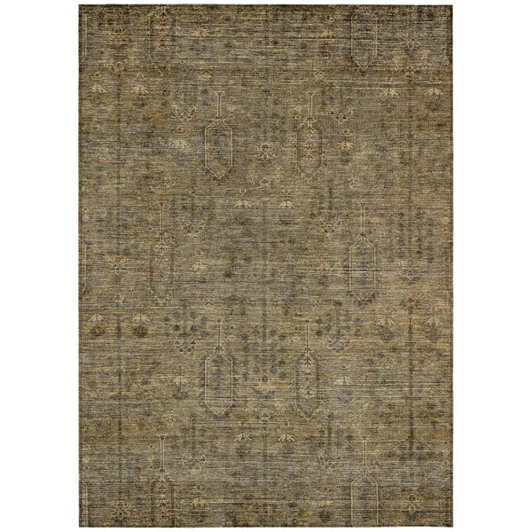 HomeRoots 9' Southwestern Area Rug - Brown and Beige Durable Washable Design for Indoor and Outdoor Spaces 9' X 12' 587036