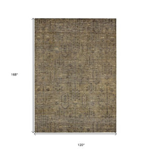 Homeroots 3' Brown And Beige Southwestern Area Rug - Stylish Washable Indoor Outdoor Design For Any Space 10' X 14' Polyester 587037